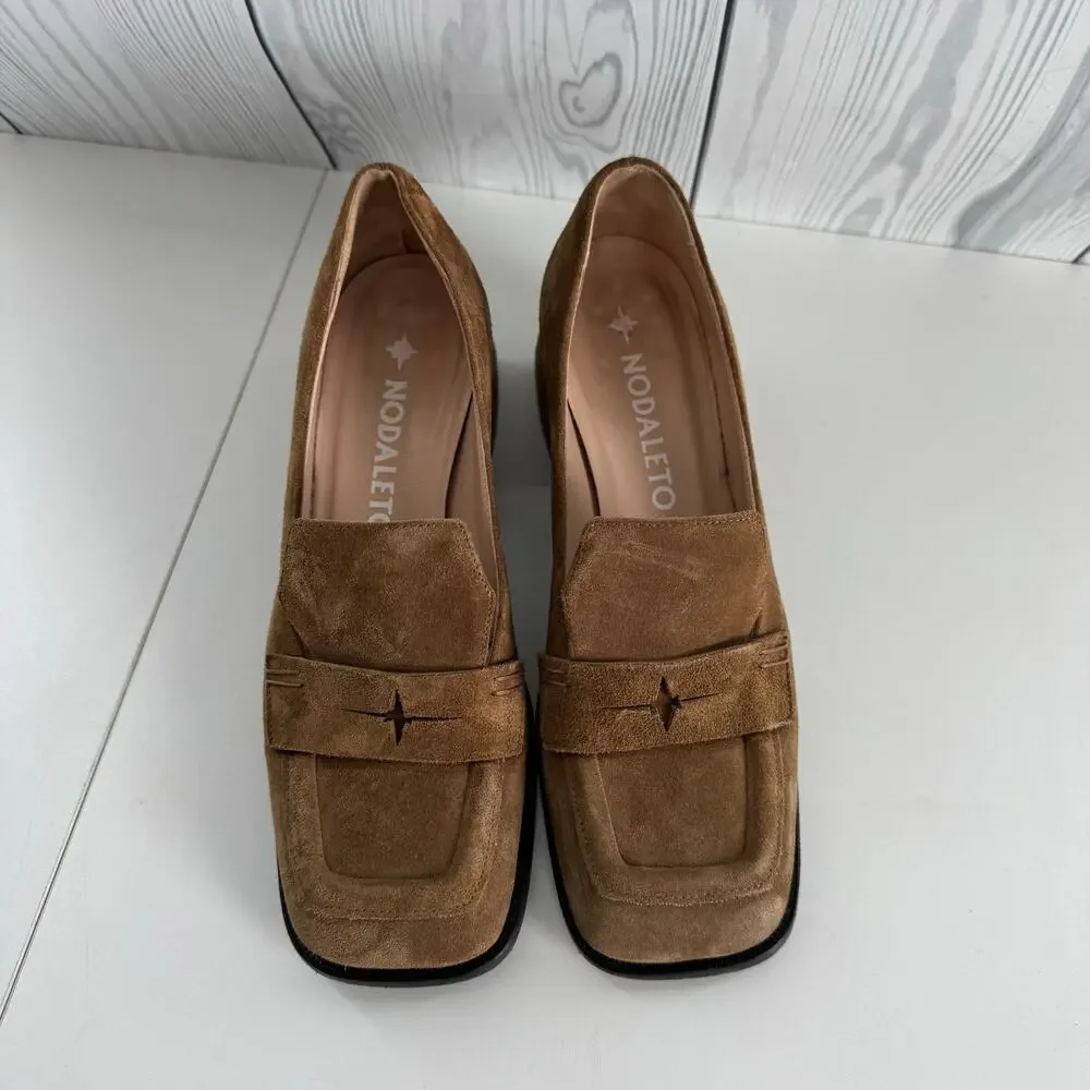 Nodaleto Square Toe Hazel Square Toe Pumps Suede Sz 39 (8.5) Italy Retail 645